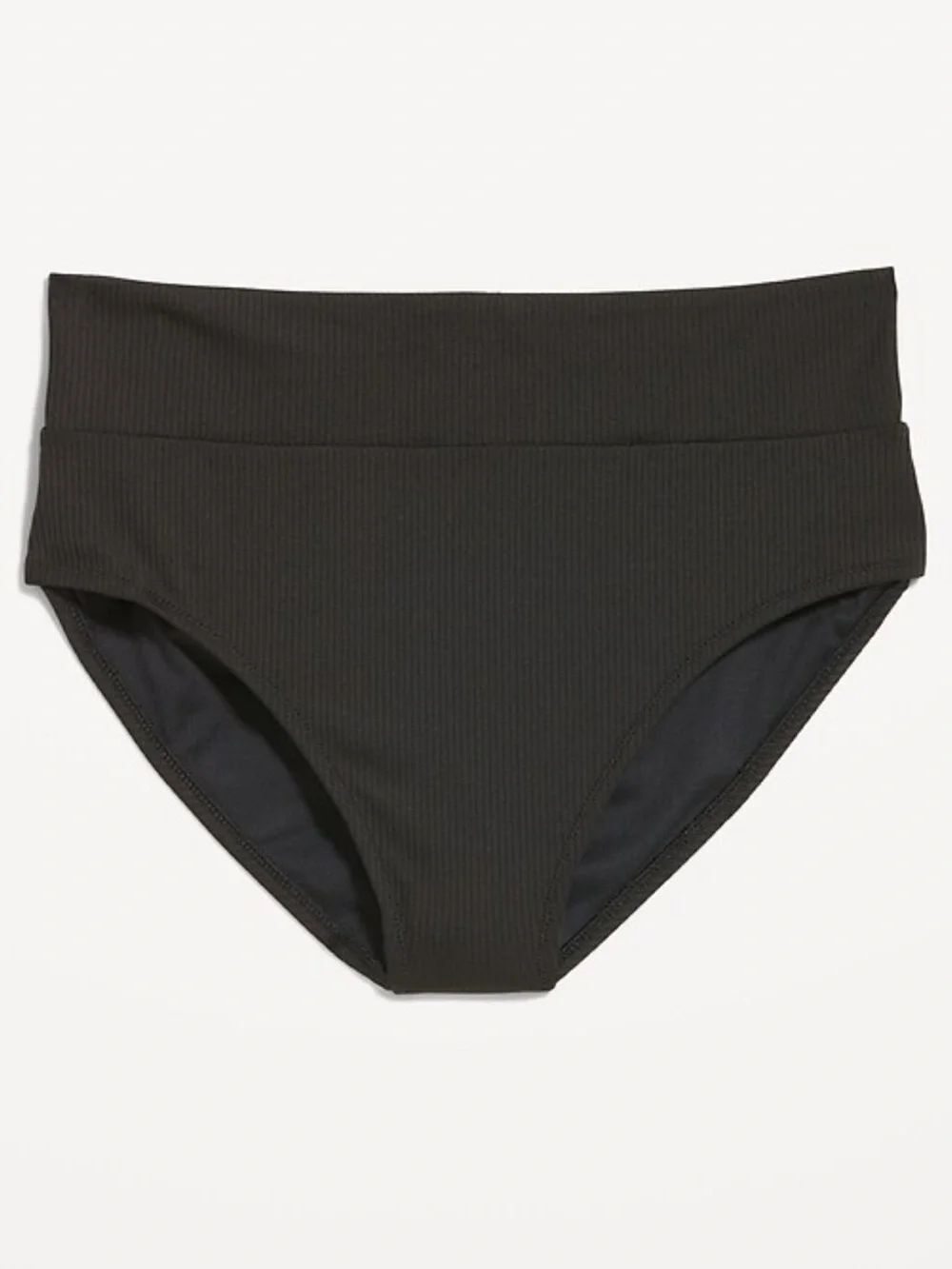 ON M Black High Waisted Banded Textured Bikini Swim Bottom